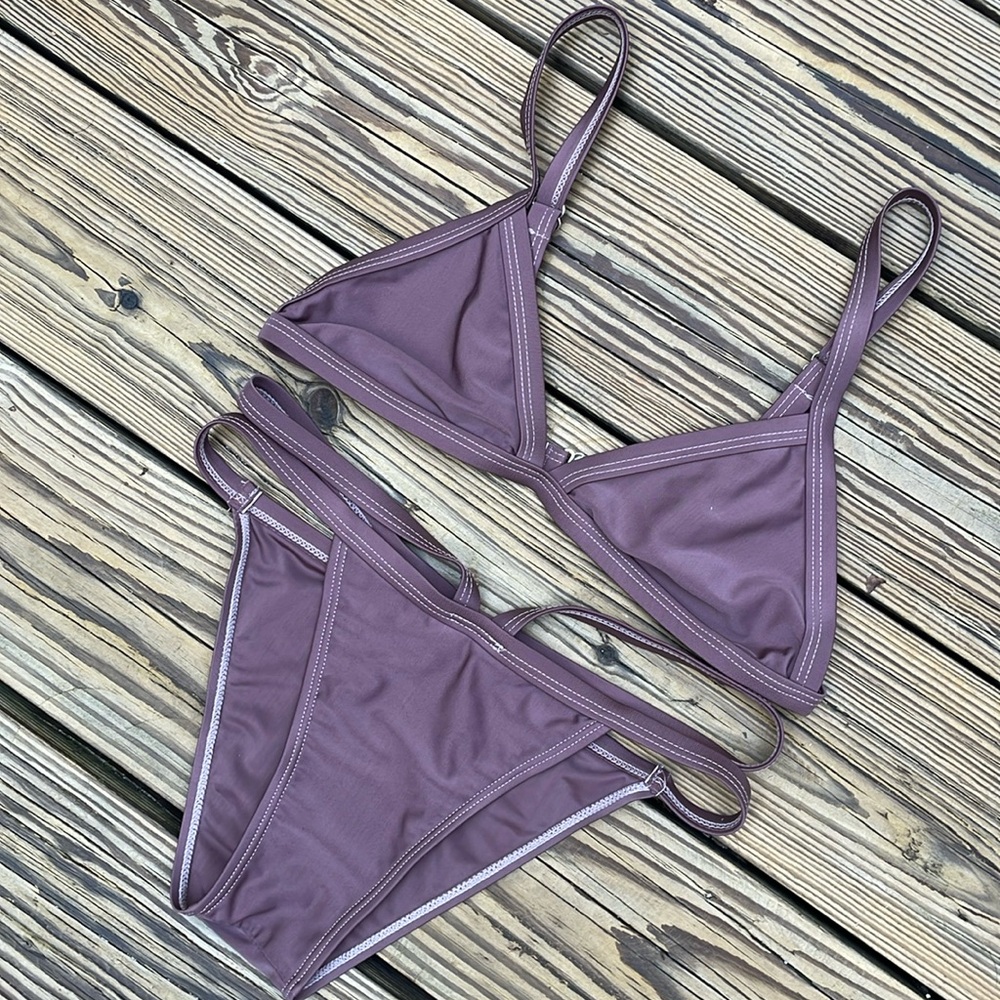 Brown Triangle Strappy Bikini